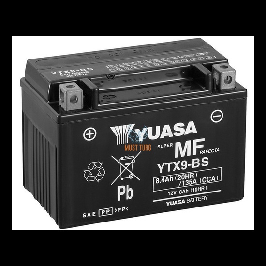 Mootorratta aku AGM 12V 8Ah 135A 152x87x107mm +/- YTX9-BS Yuasa