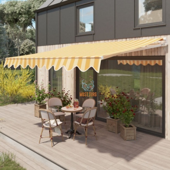 Awning with manual drive 3x2m white-yellow