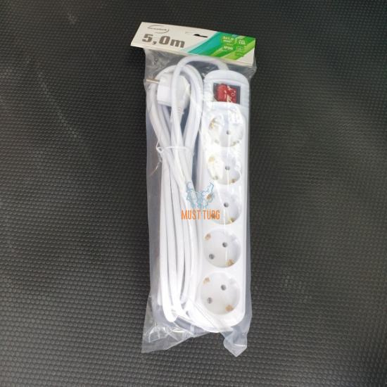 Extension cable with switch 5m 5 socket 3G1.0mm² 10A white