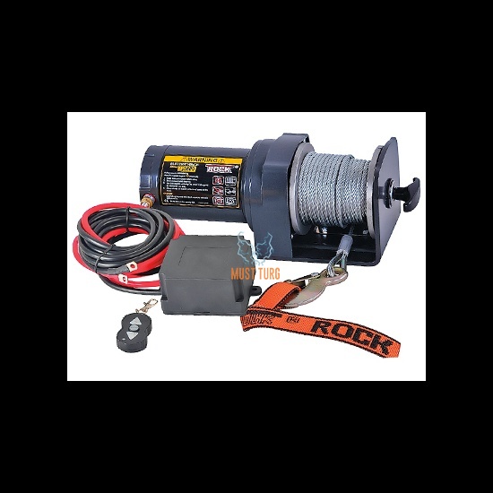 Electric winch with wireless remote control 12V 907kg steel cable 15mxø4mm Rock