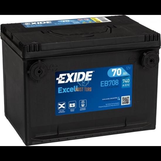 Autoaku 70Ah 740A 260X180X186mm +/- Exide Excell USA