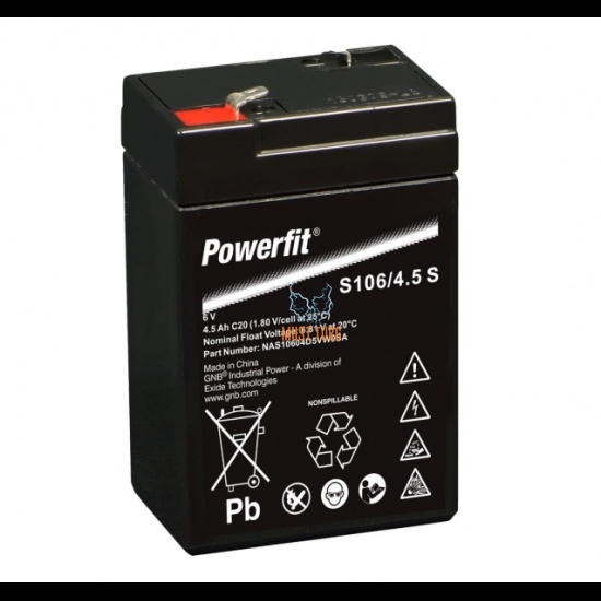 Small device battery Exide Powerfit 6V 4,5Ah AGM 70x47x106mm