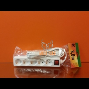 Pikendusjuhe lülitiga 5 pesa juhe 3m 3G1.0mm² 10A valge 
