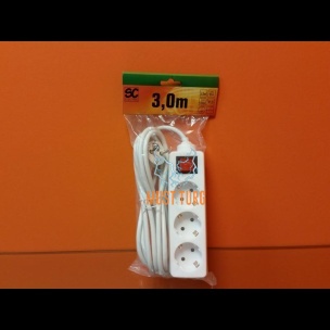 Pikendusjuhe lülitiga 3 pesa juhe 3m 3G1.0mm² 10A valge