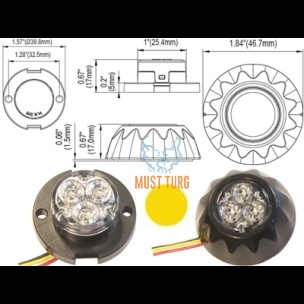 Button flasher 12-24V yellow 12 flashing modes