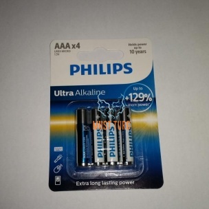 Patareid AAA PHILIPS Ultra Alkaline 129% more power 4tk 1.5V