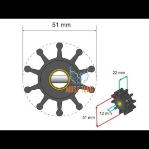 Premium Impeller kit 51x12x22mm 71g Jabsco JMP