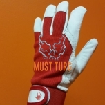 Work glove red/white cotton cloth/goat upper skin no.9