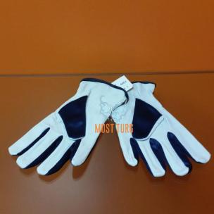 Work glove blue / white nylon / goatskin no.8