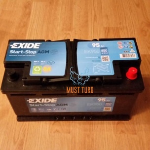 Car battery AGM 95Ah 850A 353X175X190mm -/+ Exide