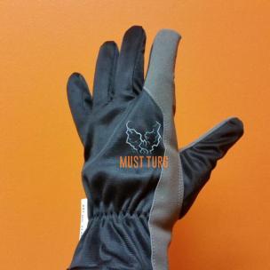 Artificial leather work gloves black/grey no.8