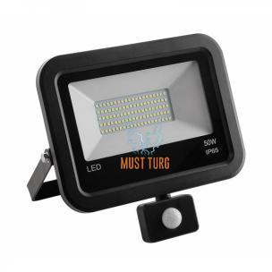 Led floodlight with motion sensor black 50W 4000lm 4000K