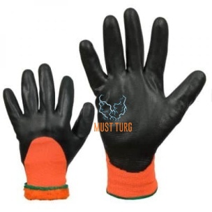Thermal lined nylon gloves coated with foam nitrile no.9 6pairs