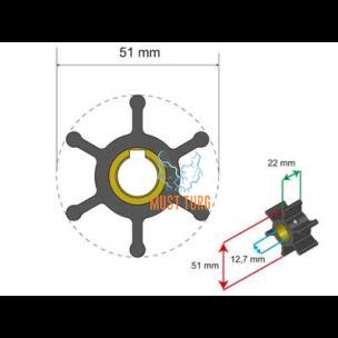 Premium Impeller kit 51x12.7x22mm 55g Jabsco JMP Yanmar