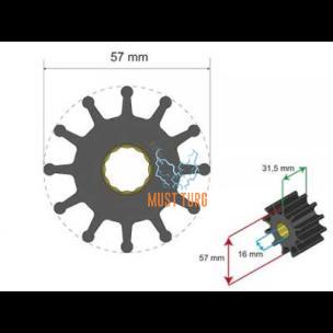 Premium Impeller kit 57x16x31.5mm 112g Jabsco JMP Johnson Pump for Volvo Penta Yanmar