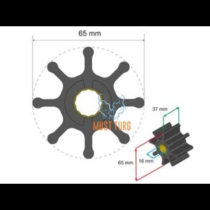 Premium Impeller kit 65x16x37mm 128g Jabsco JMP Yanmar