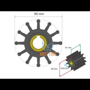 Premium Impeller kit 65x15.8x51mm 185g Jabsco JMP Sherwood