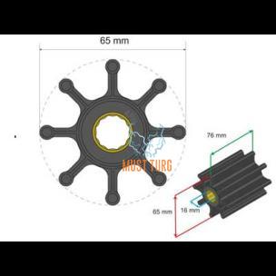 Premium Impeller kit 65x16x76mm 261g Jabsco JMP Volvo Penta