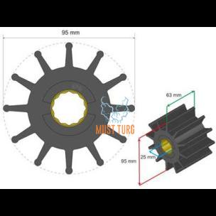 Premium impelleri komplekt 95x25x63mm 474g Jabsco JMP Johnson Pump Volvo Penta