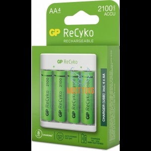 Akupatareid 4xAA 2100mAh koos USB akulaadijaga patareidele AA/AAA GP