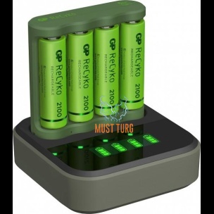 Akupatareid 4xAA 2100mAh koos USB akulaadijaga AA/AAA GP