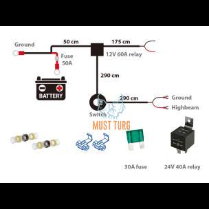 Wiring harness for one additional light 12V/24V 60A