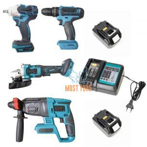 Electric hand tool set 4 parts 18V 5Ah with 2 batteries and charger