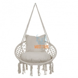 Hanging chair with pillows max 100kg Ø80cm white