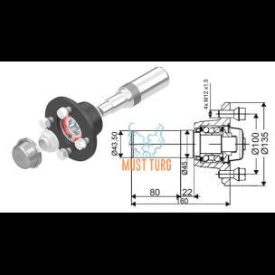 Trailer wheel hub 4x100 375kg shaft round