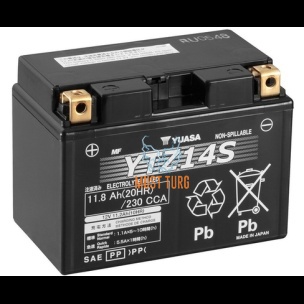 Motorcycle battery AGM 12V 11.8Ah 230A 150x87x110mm +/- YTZ14S Yuasa