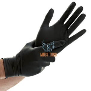 Nitriilkindad struktureeritud peopesaga puudrivabad mustad suurus M 50tk