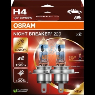 Autopirn H4 Osram Night Breaker +220% 60/55W 12V 2tk pakendis