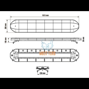 Vilkurpaneel kollane 1600mm 10-30V Optibeam Dark Phantom 16 IP67 ECE R65 Class 2 R10