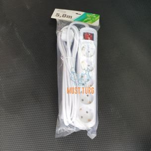 Extension cable with switch 5m 5 socket 3G1.0mm² 10A white