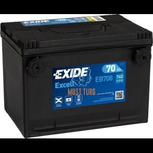 Autoaku 70Ah 740A 260X180X186mm +/- Exide Excell USA