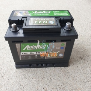 Car battery 62Ah 580A 242x177x190mm -/+ Autoparts Galaxy EFB