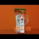 Pikendusjuhe lülitiga 3 pesa juhe 3m 3G1.0mm² 10A valge