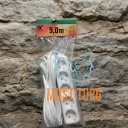Pikendusjuhe 5 pesa juhe 5m 3G1.0mm² 10A valge