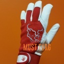 Work glove red/white cotton cloth/goat upper skin no.8