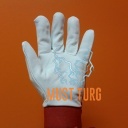 Work glove red/white cotton cloth/goat upper skin no.9