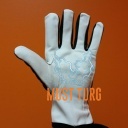 Work gloves black / white nylon / goatskin no.8 12 pairs