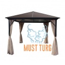 Canopy with side curtains 3x3m beige