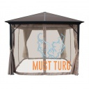 Canopy with side curtains 3x3m beige