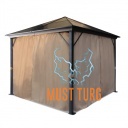 Canopy with side curtains 3x3m beige