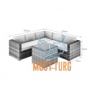 Garden corner sofa set with table and cushions for 3+2 gray