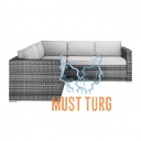 Garden corner sofa set with table and cushions for 3+2 gray