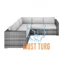 Garden corner sofa set with table and cushions for 3+2 gray