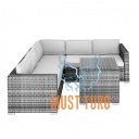Garden corner sofa set with table and cushions for 3+2 gray