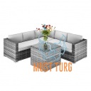 Garden corner sofa set with table and cushions for 3+2 gray